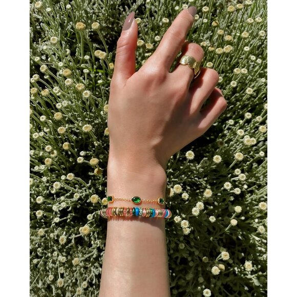 Colorful Gold Beaded Stone Rainbow Bracelets for Women's - Picture 4 of 6